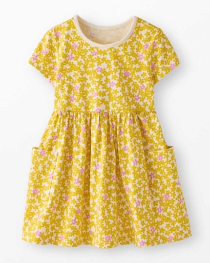 Playground Dress with Pockets - Scattered Daisies on Ecru